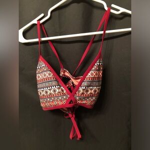 Aztec print swimsuit top.